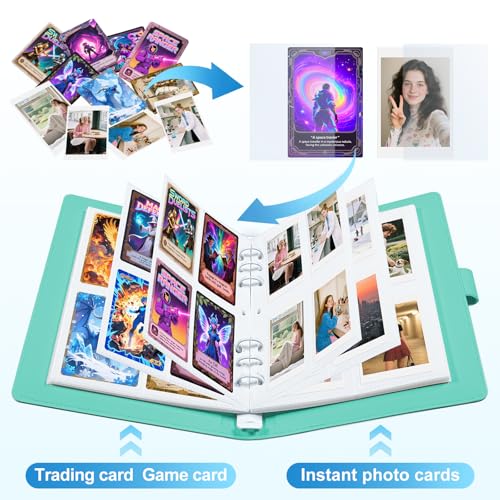 PU Leather Refillable Photo Album A5 Photocard Binder, 200 Pockets, Compatible with Fujifilm Instax Mini 12 11 9 40 99 90 8 7 Evo LiPlay, Polaroid Snap PIC-300 Z2300 Instant Cameras (Green) - color: White-Green
