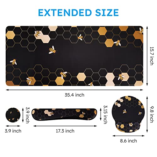 iCasso Honeycomb Mousepad 35.4"x15.7", Desk Protector for Workspace - color: Honeycomb
