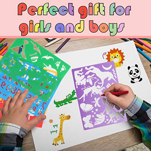 HADDIY Kids Drawing Stencils Set,20pcs Templates for Painting＆Card Making