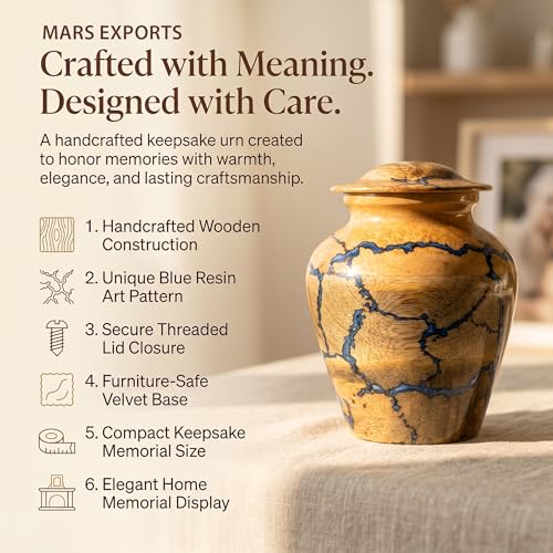 Mini Cremation Handmade Urn | 20 Cu Inches | SharingSmall Portion of Ashes | Small Wooden Keepsake Urn for Human Ashes | Decorative Memorial Ashes Keepsake - size: Small