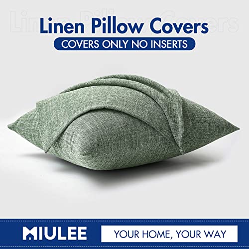 MIULEE Linen Textured Christmas Pillow Covers 16x16 Inch Sage Green - color: Sage Green, size: 16" x 16" (Pack of 2)