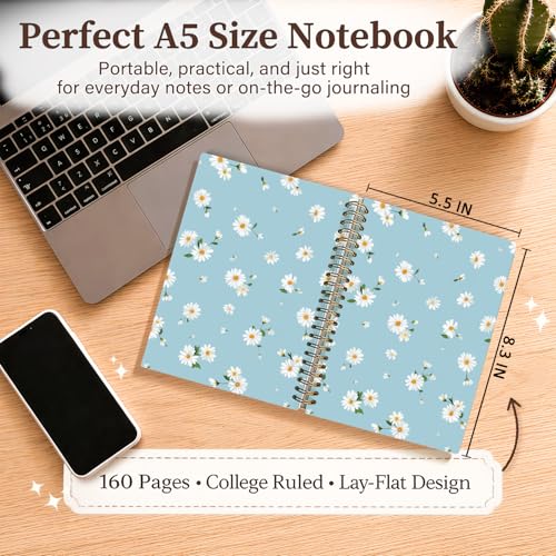 Enkvke Daisy Flower Spiral Notebook Journal A5 - color: Flower-Daisy-A5