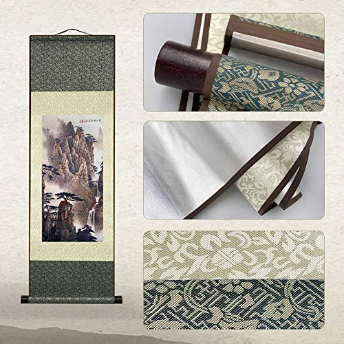 AtfArt Silk Scroll Painting, Asian Wall Art, Autumn, 36.2x12in - color: A6