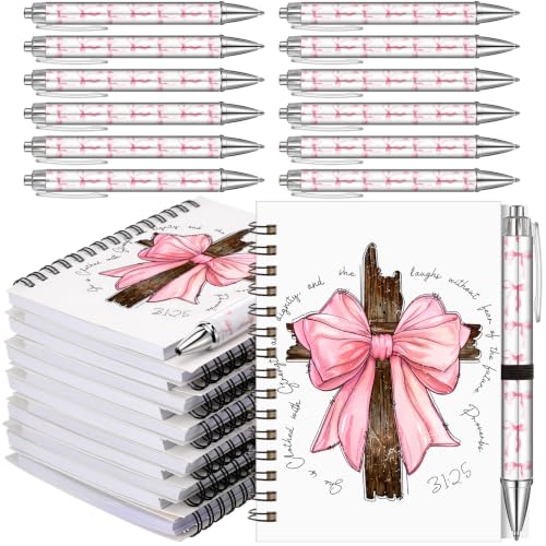 Resurhang 12 Sets Preppy Pink Bow Journal Pen Gifts for Teen Girls Women - style: Pink Bow Styles