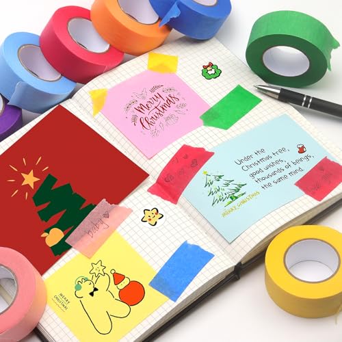 LONGKEY Colored Masking Tape Painters Tape 1 Inch X 20 Yards, 8 Rolls