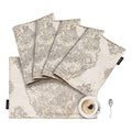Loom and Mill Luxury Elegant Damask Placemats Double-Layer, Set of 4, Beige - color: Beige+grey+gold_rome, size: 4 Pieces