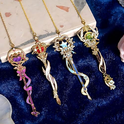 4 PCS Fantasy Wand Bookmarks, Magic Metal Book Marks for Reading Women, Girls, Birthday Christmas Gifts - style: Wand Bookmarks