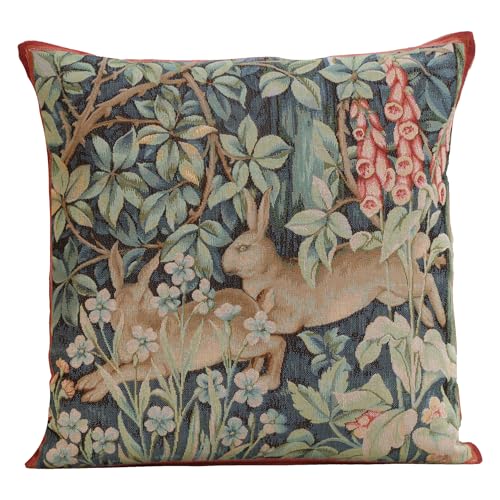 William Morris Two Hares In A Forest Tapestry Pillow Cover 14 x 14 in - color: Two Hares in a Forest, size: 14" x 14" (Pack of 1)