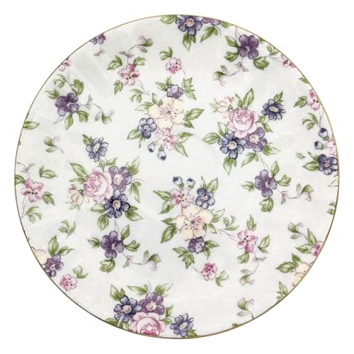 Tea Cups and Saucers, 6.7 OZ Floral bone china Coffee Cup Set with Spoon, Vintage Garden Teacups with Gold Trim, Tea Cups in a Reusable Handmade Gift Box with Ribbon elegant design ﻿ (Purple Anemone) - color: Purple Anemone