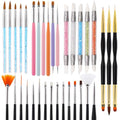 35 Pcs Nail Art Brushes Include Nail Polish Liner Brush with Dotting Tools, Design Pen Silicone Nail Tools for Nail Drawing