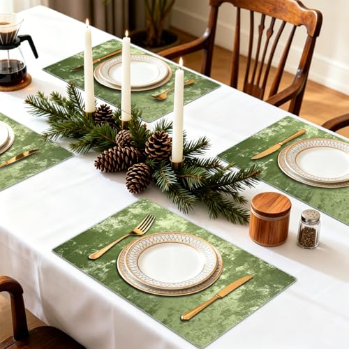 Faux Leather Placemats Set of 4, 11.8"x17.7", Forest Green - color: Forest Green, size: Set of 4