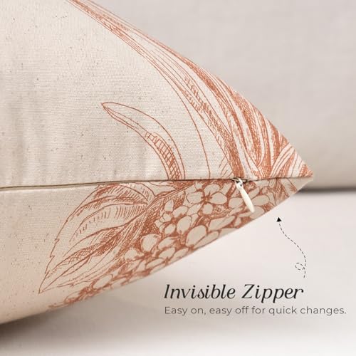 Kevin Textile Hydrangea Floral Pillow Covers Set of 2 18"x18", Burnt Orange - color: Burnt Orange