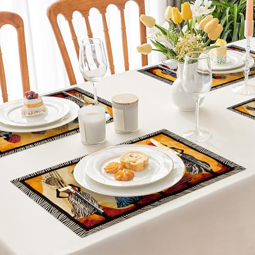 Kwanzaa Placemats Set of 4, African American Christmas Table Mats, Black Women Washable Place Mats for Coffee Bar Home Party Indoor Kitchen Dining Table Decoration 12x18 Inch - color: African American, size: Set of 4