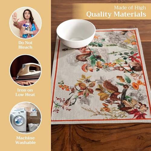 Maison d' Hermine Placemats Set of 4 Reusable 100% Cotton (13"x19") - color: 062 - Recolte, size: 13" X 19" (Pack of 4)
