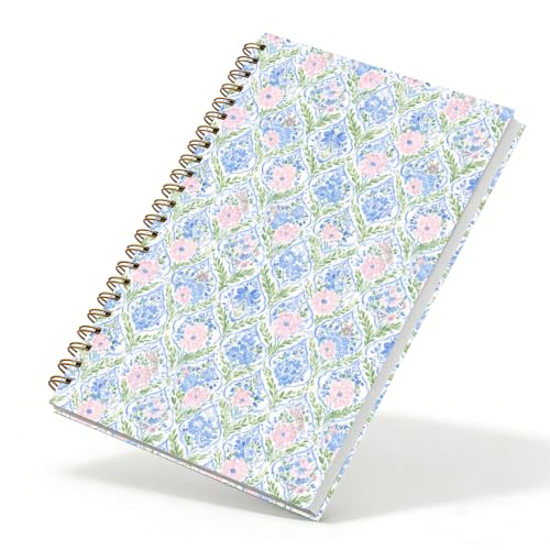 Qykwz Grandmillennial Pink and Blue Floral Spiral Notebook 5.5x8.3 - color: Color_L