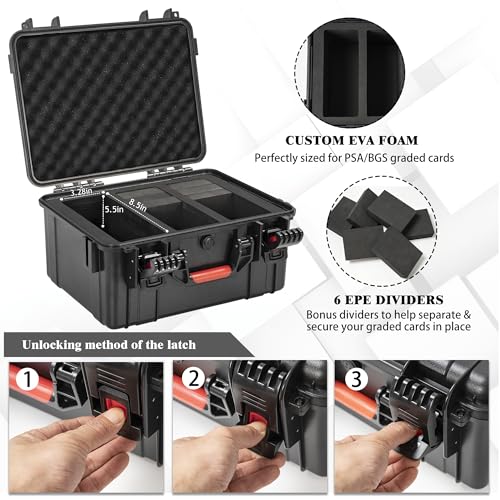 Graded Card Case, Waterproof Trading Card Storage Box for Card Slab - size: XL (holds 100+ Graded Cards-waterproof)