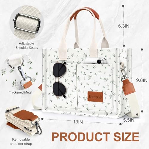 LHMTQVK Canvas Tote Bag for Women, Work & Bible Study Handbag - color: Gray Flower