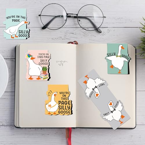 8 Pcs Goose Magnetic Bookmark Funny Meme Silly Book Mark Page Clip