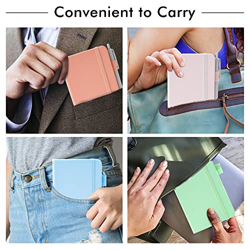 feela 6 Pack Pocket Small Notebooks Bulk, Mini Cute Memo Notepads Hardcover College Ruled Lined Journals with Pen Holder for Women Girls Office School, with 6 Black Pens, 3.5”x 5.5”, A6, Pastel Colors - color: 6 Pastel Colors