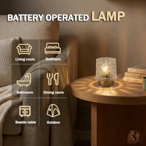 MJ PREMIER Battery Operated Lamp,Small Cordless Lamp with Timer, Clear-05 - color: Clear-05