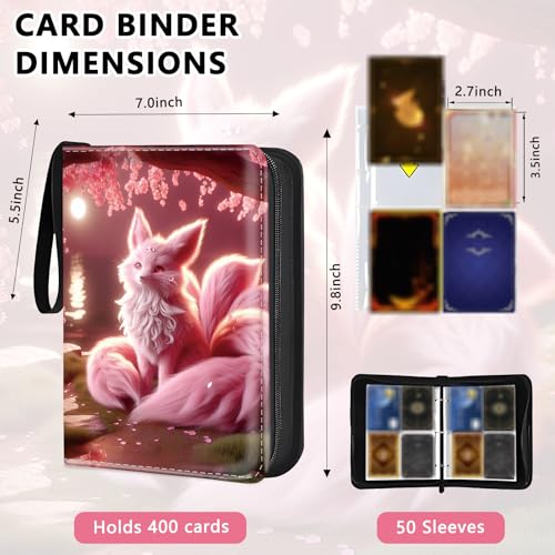 4 Pocket Trading Card Binder, Holds 400 Cards, 3-Ring Binder - color: Cat under the cherry tree