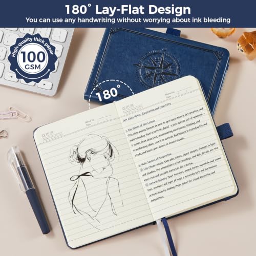 (3 Pack) Small Pocket Journal Notebook with Pen, 3.7" x 5.7", A6 Mini Size, for Women Men Work Writing Work Note Taking, Hardcover, School Office Supplies - color: 3 Blue Tree, size: A6