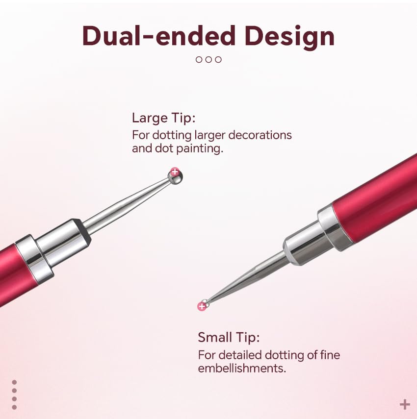 5Pcs Nail Art Dotting Tool Set Double-Ended Dotting Stylus Pens - color: Red