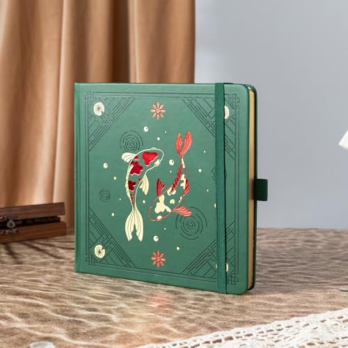 TIEFOSSI Dotted Square Journal Notebook 160 Pages for Women & Men(8 x 8) - color: Deep Green, size: Square-Dotted