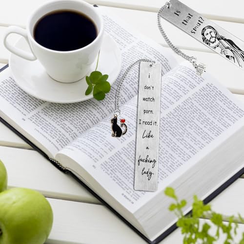 2Pcs Funny Smutty Jesus Bookmark Gifts for Men & Women - Metal Book Mark, Stainless Steel, Unique Friend & Coworker Gifts - style: Ac-funny jesus