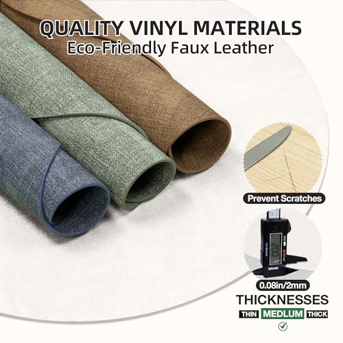 Placemats Set of 6, 15 Inch Round Faux Leather Place Mats - color: R-white