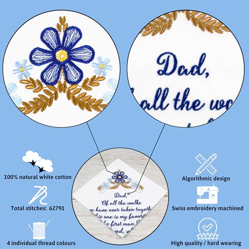 Mother of the Groom Gift Wedding Handkerchief Something Blue - color: Dad X 1 (Blue)