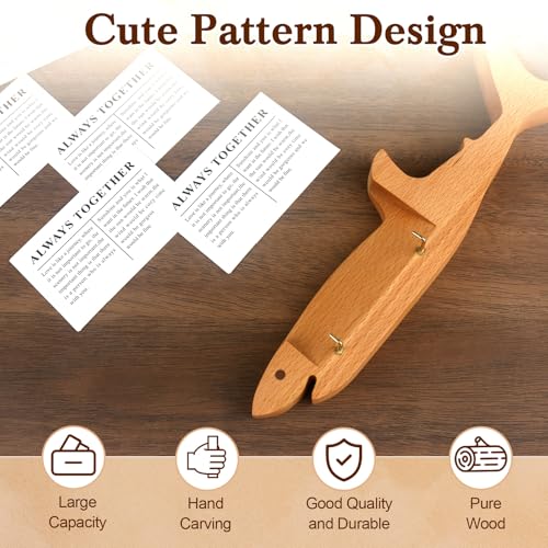 Wood Shark Shape Business Card Holder for Desk,Wood Name Card Holder - color: Beech Wood Shark Shape