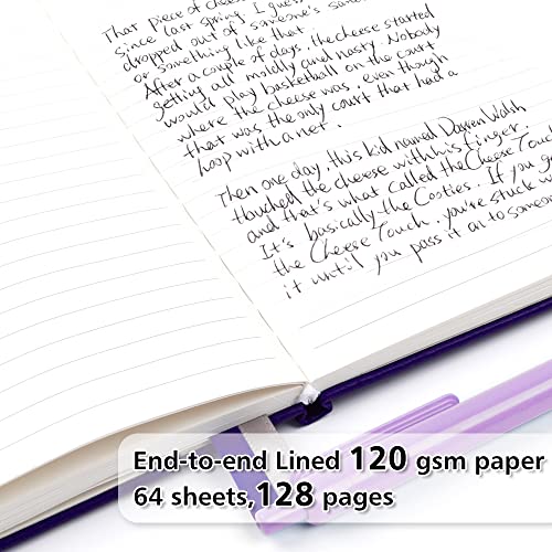 feela 24 Pack Journal Notebook Bulk for Work, Business Notebook Hardcover Lined Writing Journal with Pen Holder for Men Women Note Taking, with 24 Black Pens, 120 GSM, 5.1”x8.3”, A5, Purple - color: 24 Purple