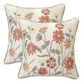 Embroidered Throw Pillow Covers 18x18 Pack of 2 Orange Floral - color: Orange Flowers