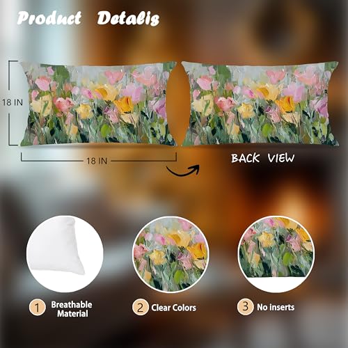 Abstract Spring Wildflower Floral Colorful Pillow Covers 12x20 Double-Sided,Rustic Cottagecore Colorful Flower Botanical Decorative Throw Pillow Covers for Home Bedroom Living Room - color: Floral-16, size: 20" x 12" (Pack of 1)