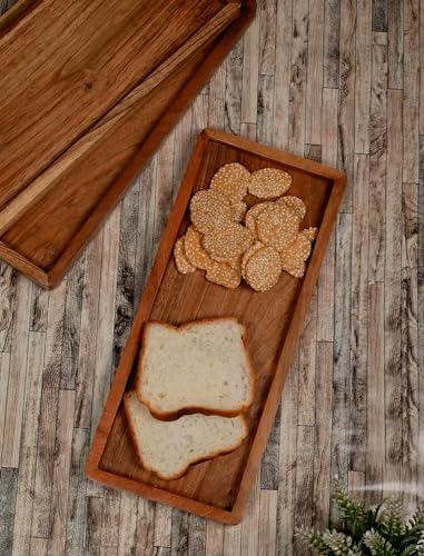Serving Tray Rectangular Charcuterie Board with Edge for Home Décor Dessert, Vegetables, Fruit, Appetizer, Cheese Dishes (Set of 3) (13" X 5.5" X 0.75")