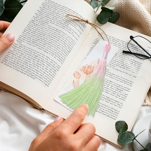 50Pcs 5 Inch Bulk Bookmark Tassel Kit for Graduation, Keychain(Pink Green) - color: Pink&green