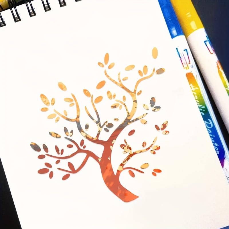 7 Pcs Reusable Tree Stencils, Nature Pattern Painting Templates for Wall Art, DIY Crafts & Home Decor - color: 7 Tree