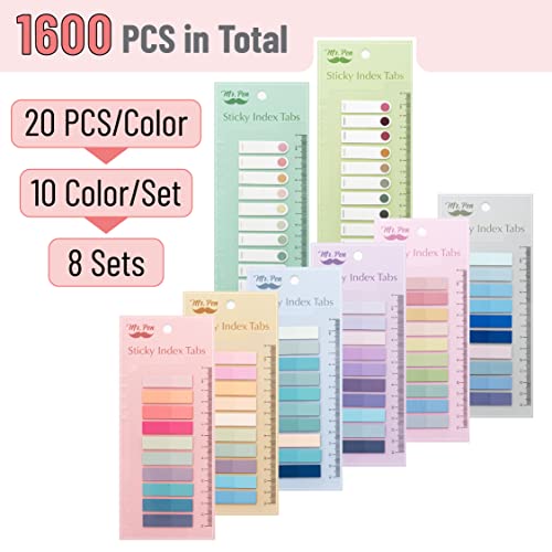 Mr. Pen- Colorful Sticky Tabs, 8 Sets, 1600 pcs, Morandi and Vintage - color: Morandi and Vintage, size: 1600 Pcs