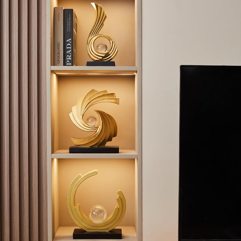 AWNR Modern Abstract Art Sculpture Living Room Aesthetic Decor - color: Gold
