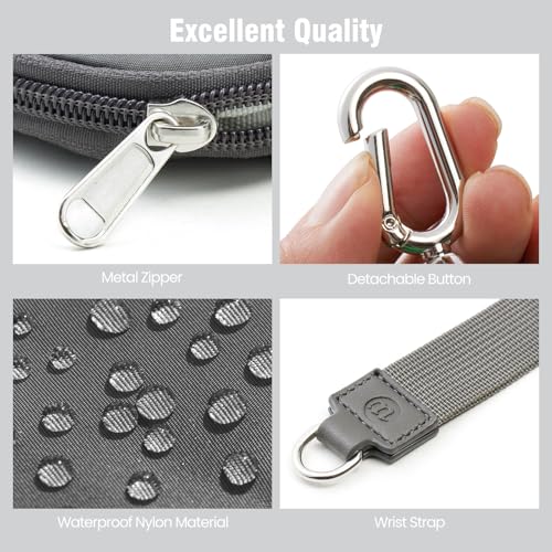 Mini Dual Pouch Wristlet Wallet for Women – Zip Around wristlet Keychain Wallet with 2 Wristlets, Ideal for Dog Walking, Coffee Runs & Lunch Break Essentials (Black+Grey) - color: Black+Grey
