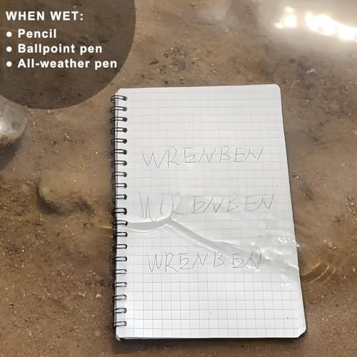 Waterproof Top Spiral Notepads 4" x 6", Universal Grid, Medium, Yellow - color: Yellow, size: Medium