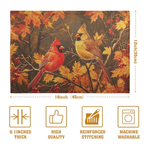 Maple Leaf Birds Fall Placemats Set of 4 Rustic Autumn Colored Maple Forest Tree Place Mat Seasonal Thanksgiving Harvest Table Mats for Party Kitchen Dining Outdoor Indoor Decor - color: Fall Birds