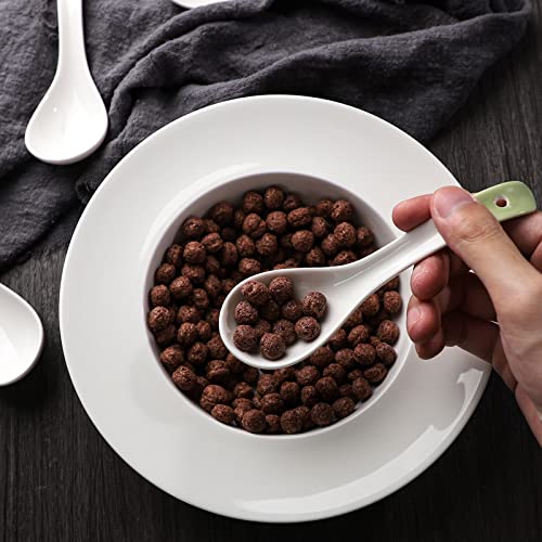 Ceramic Dessert Spoons Set Long Handle Cereal Spoon Korean Porcelain Spoons