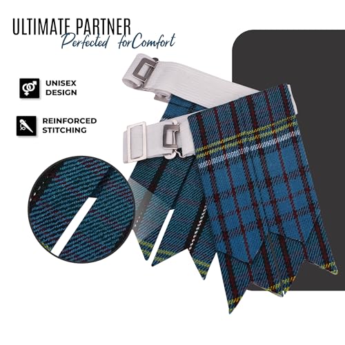 EZE Kilt Flashes for Men with Heavy Buckle Adjusters, Plain & Tartan Kilt Sock Flashes Acrylic Wool - color: Anderson