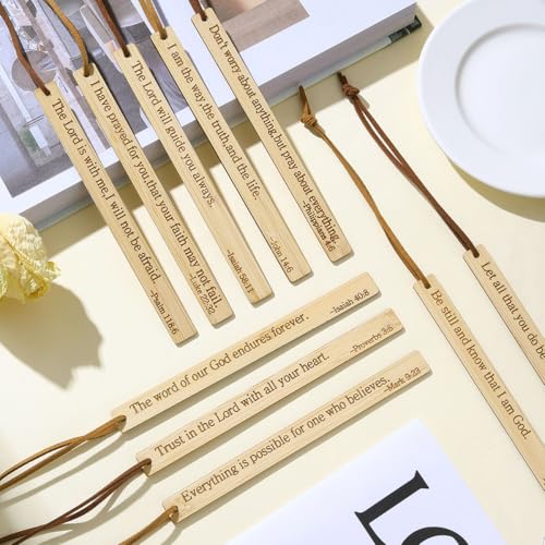 10 Pcs Bible Bookmarks for Men Women, Bamboo Bulk Christian Bookmarks Gifts Book Marks for Reading Bible Accessories (Simple) - style: Simple