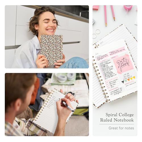 Lined Spiral Journal Notebook for Work A5, 160 Pages, Leopard Pattern - color: Leopard Pattern
