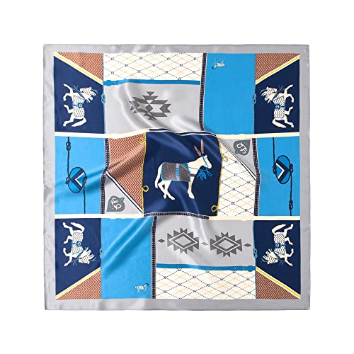 100% Mulberry Silk Scarf - 25.6" Square Neckerchief & Headscarf Gift Packed - color: Gray