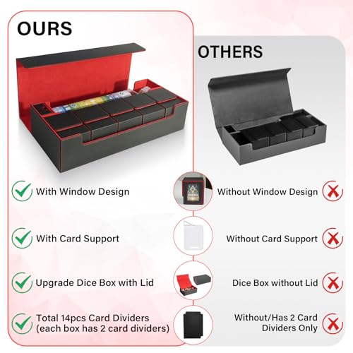 Card Deck Box for MTG Commander, Large 6 in 1 Card Display Deck Case - color: Black & Red, size: 6 Boxes Set