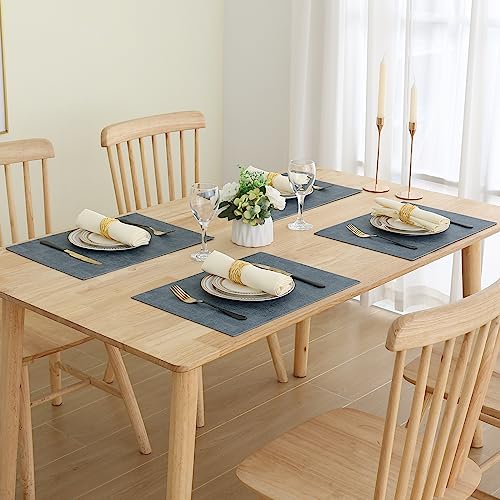 Homaxy PU Faux Leather Placemats for Dining Table, Set of 6, Blue - color: Blue